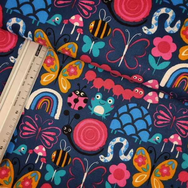 Baumwolle | bedruckt | Tierchen | dunkelblau