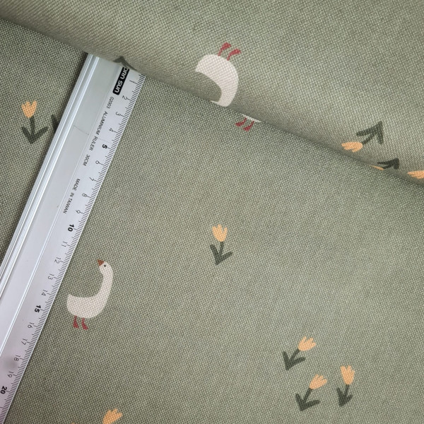 Canvas | Baumwolle | bedruckt | Gänse | altgrün