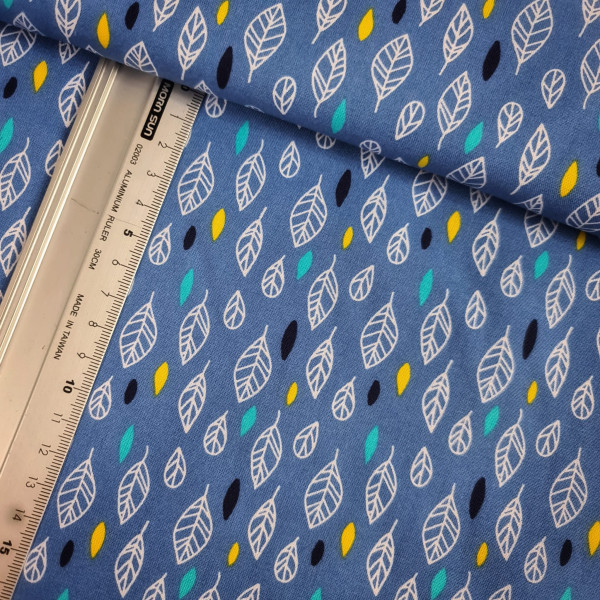 Baumwolle | bedruckt | Blätter | blau