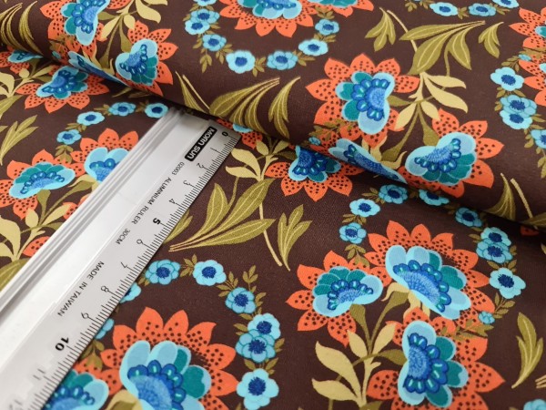 Sommersweat | French Terry | flower print | braun