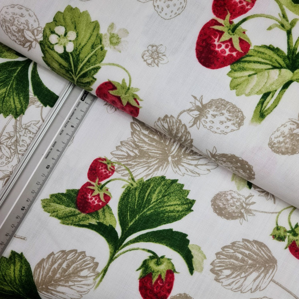 Canvas | Baumwolle | bedruckt | Erdbeeren | natur
