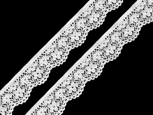 elastische Spitzenborte | Blumen | weiß | 2,5 cm
