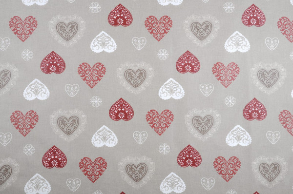 beschichtete Baumwolle / Wachstuchstück | love | natur