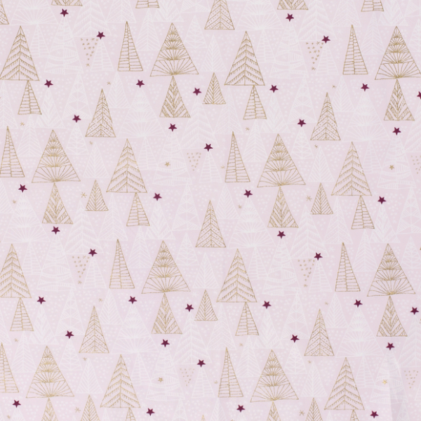 Baumwolle | bedruckt | Weihnachtsbäume | rosa