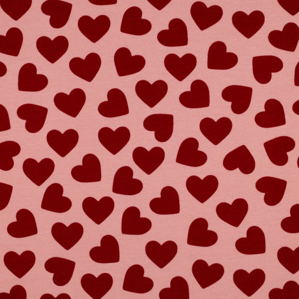 Soft Sweat | bedruckt | midi HEARTS | rot auf rosa
