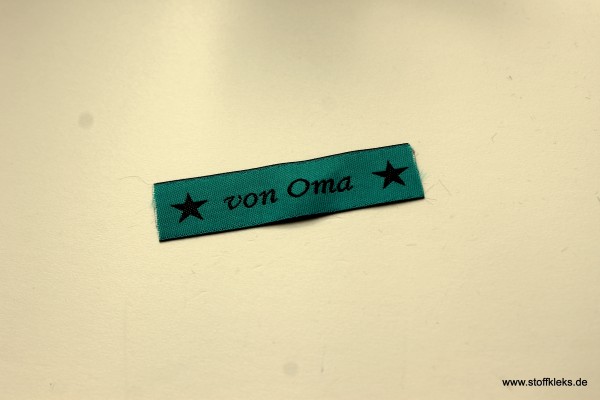 Applikation | Label | von Oma | petrol mit braun | 1,5 cm