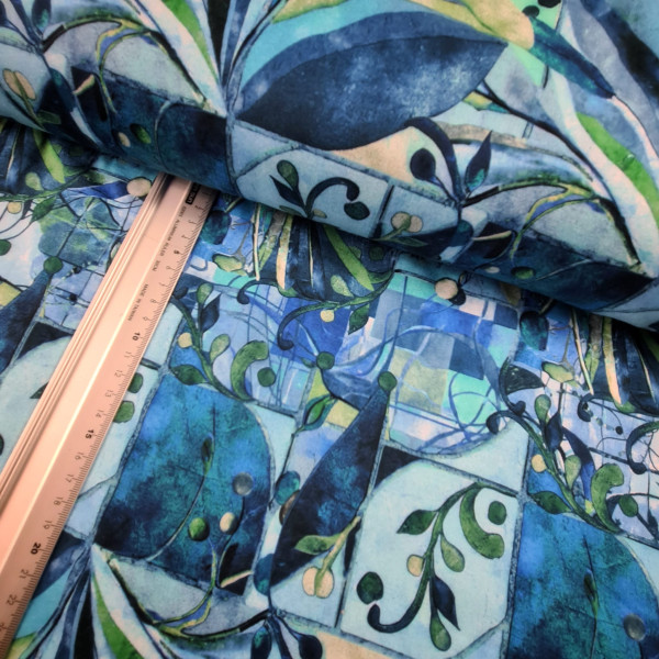 Jersey | bedruckt | floral | blau/bunt