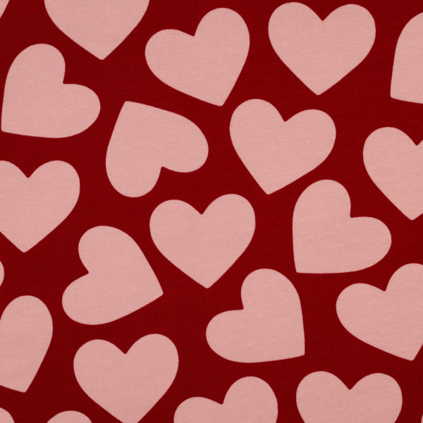 Soft Sweat | bedruckt | big HEARTS | rosa auf rot
