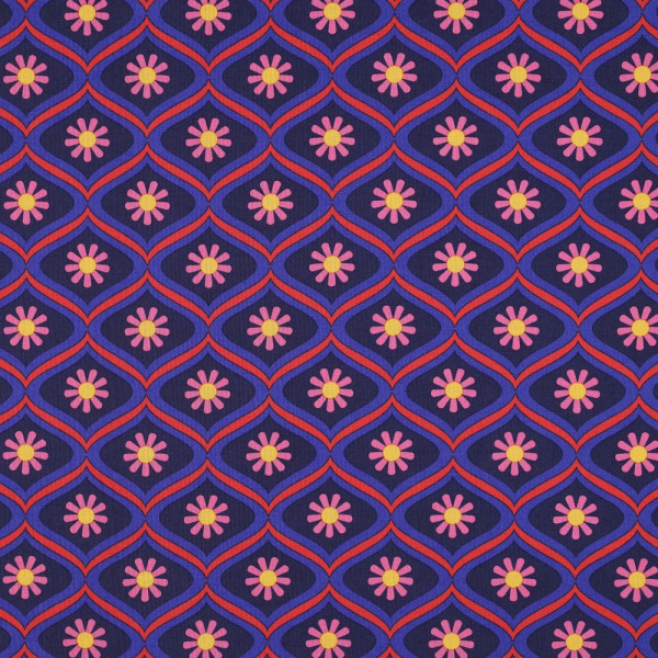 Wachstuch/beschichtete Baumwolle | retro flower | navy