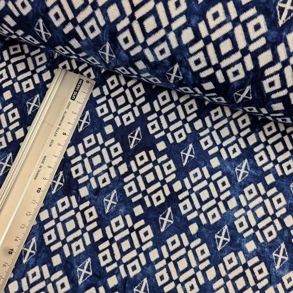 Viskose-Jacquard | ausgebranntes Muster | blau