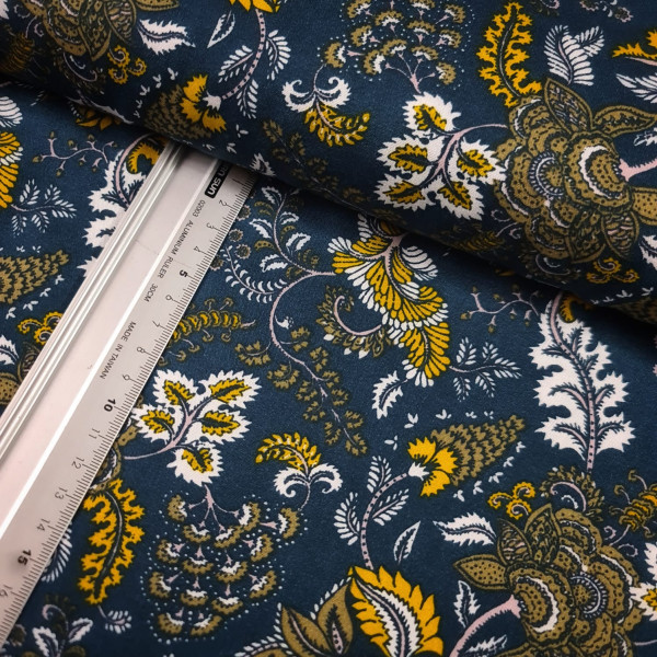 Viskose | bedruckt | floral | dunkelblau