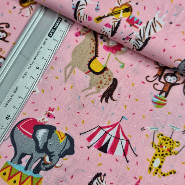 Baumwolle | bedruckt | Zirkus | rosa