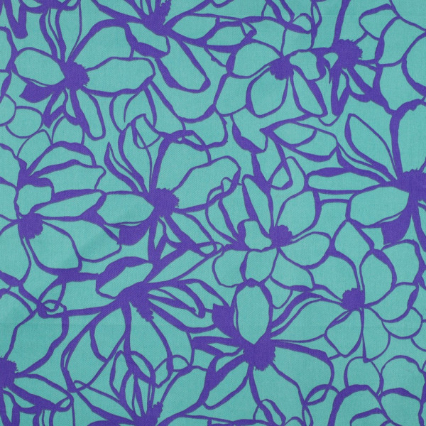 Baumwoll Satin | bedruckt | Nerida Hansen | Magnolie | seeblau