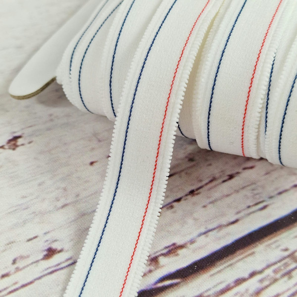 Gummiband | 18mm | weiß/blau/rot