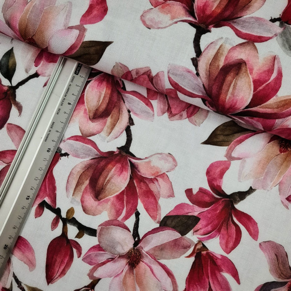 Canvas | Baumwolle | bedruckt | Magnolie | weiß