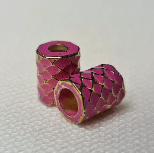 2 Kordelstopper | Metall | rosa/gold | 9mm x 12mm | 4mm Kordel