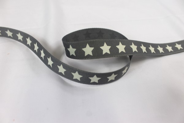 Ripsband | Sterne | grau | 15mm