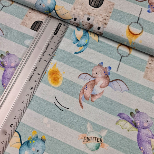 Jersey | bedruckt | kleine Drachen | mint