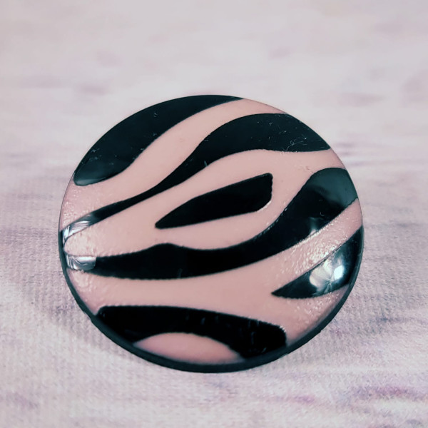 1 Knopf | Kunststoff | Öse | ca. 27mm | wave | altrosa/schwarz