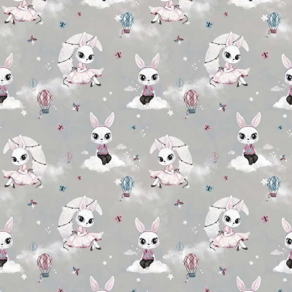 Jersey | bedruckt | Rabbit on the moon | hellgrau