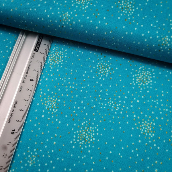 Baumwolle | bedruckt | RJR fabrics in Japan | Goldsprenkel | blau