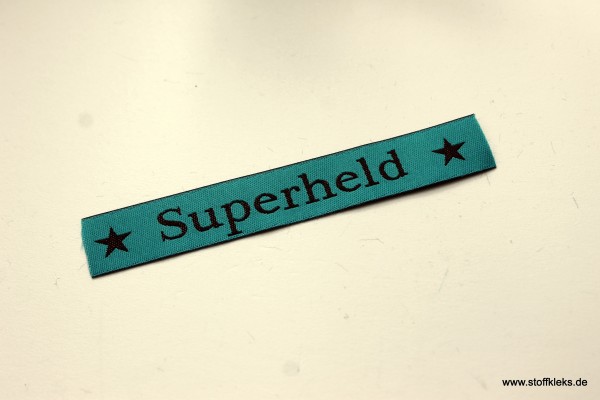 Applikation | Label | Superheld | petrol mit braun | 1,5 cm