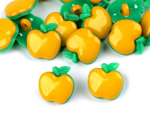 5 Knöpfe | Kunststoff | Apfel | orange | 18mm | zusammengesteckt