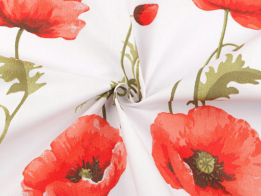 Baumwolle | bedruckt | große Mohnblumen | weiß