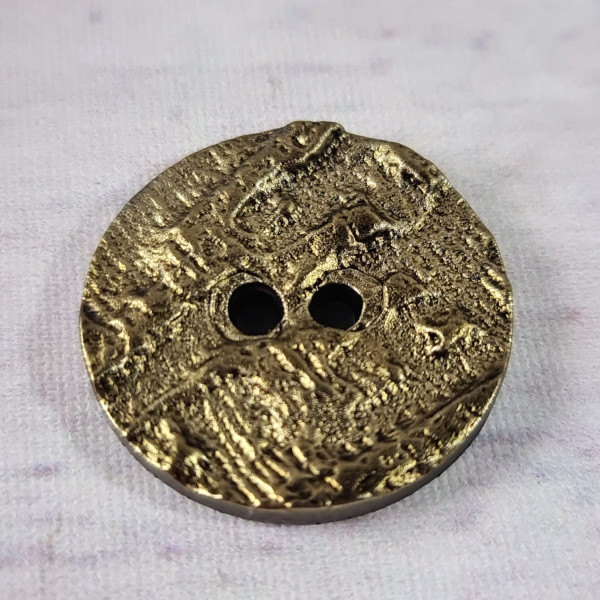 1 Knopf | Kunststoff | 2-Loch | ca. 28mm | shabby | altgold/schwarz