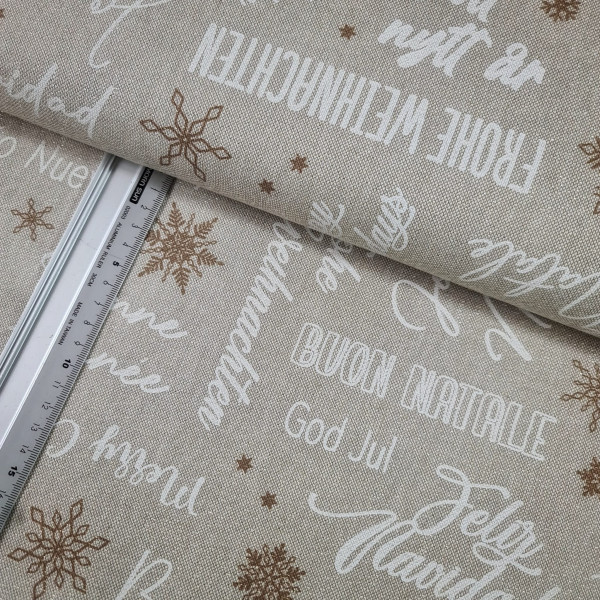 Canvas | Baumwolle | bedruckt | Glitzer | Frohe Weihnachten | natur