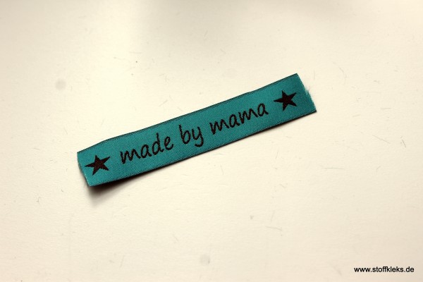 Applikation | Label | made by mama | petrol mit braun | 1,5 cm