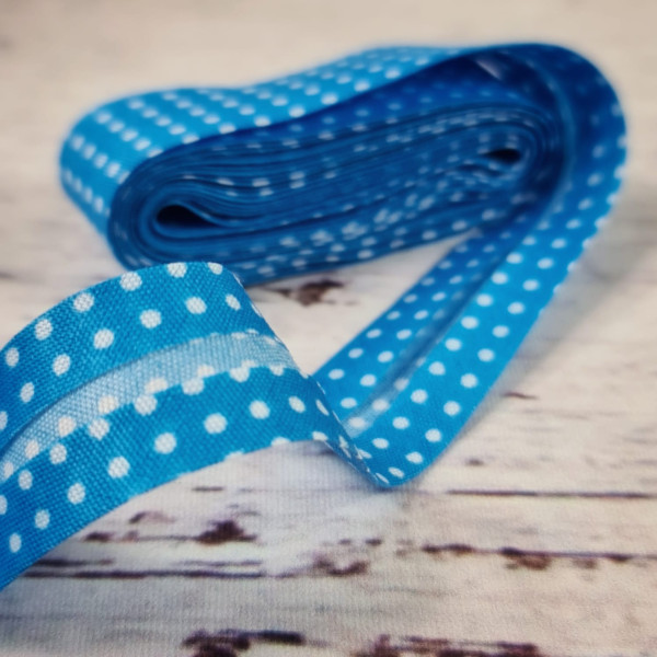 Schrägband/Einfassband | 20/10mm | Baumwolle | Punkte | blau | 3m