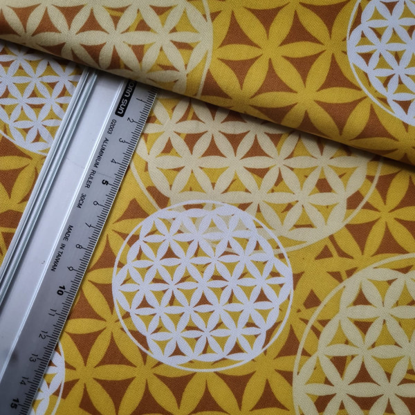 Baumwolle | bedruckt | Robert Kaufmann | retro | senf