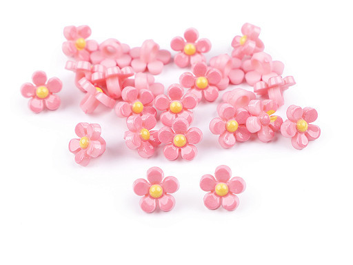 5 Knöpfe | Kunststoff | Öse | Blume | rosa | 11mm