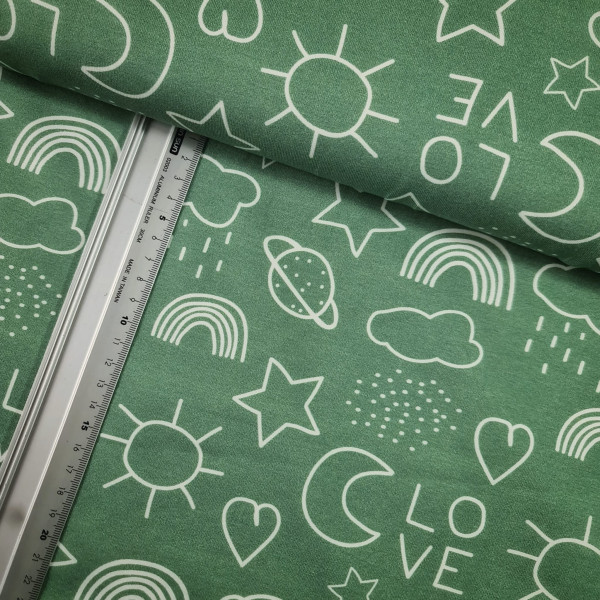 Jersey | bedruckt | LoVe | eukalyptusgrün