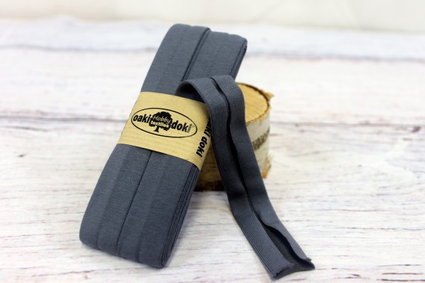 Bias Jersey Schrägband/Einfassband | 40 / 20mm | 3m | Nr. 064 | dunkel anthrazit