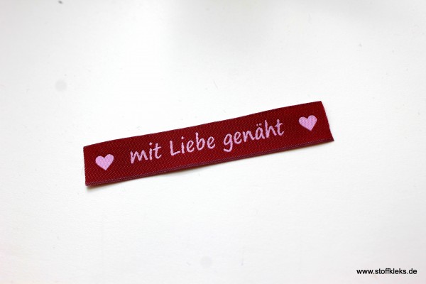Applikation | Label | mit Liebe genäht | Beere mit rosa | 1,5 cm