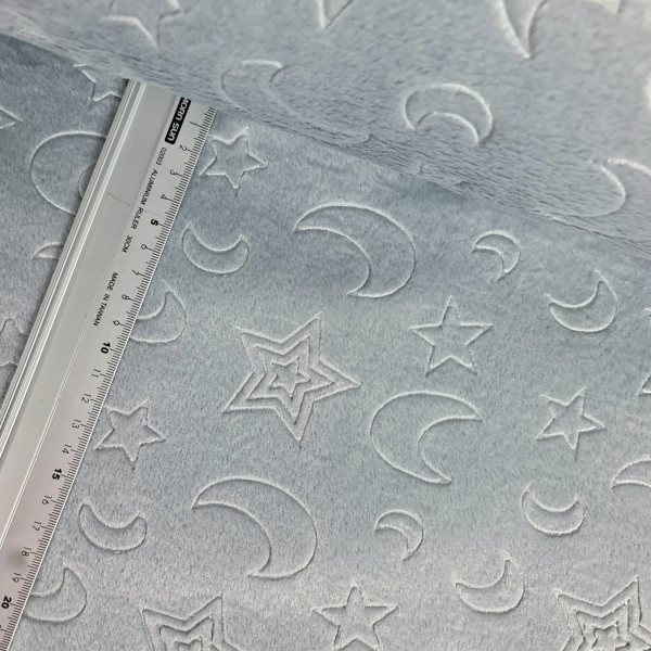 Wellnessfleece | Musterprägung | Sonne, Mond & Sterne | grau hell