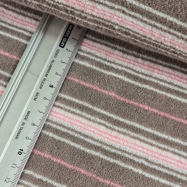 Bekleidungsfrotte | doubleface | Streifen | rosa/braun/creme