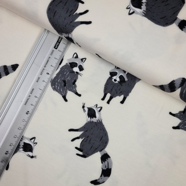 Jersey | bedruckt | Waschbär | creme