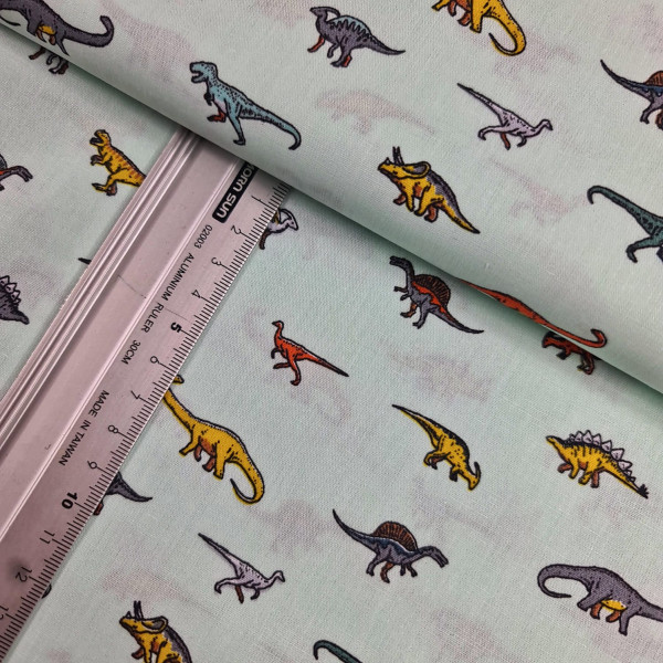 Baumwolle | bedruckt | Dinos | mint