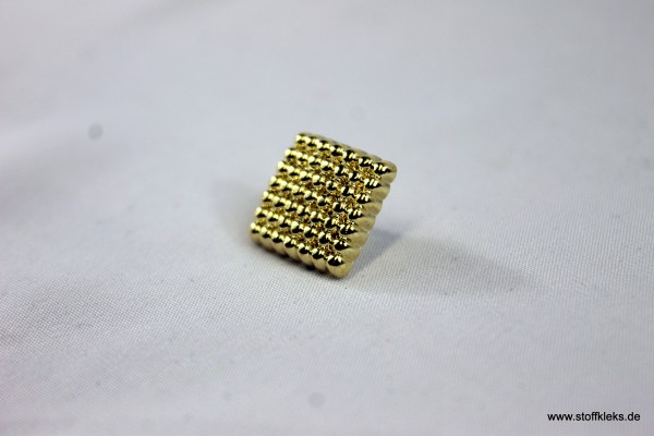 Knopf | Kunststoff | geprägtes Quadrat | gold | 1,1 cm x 1,1 cm