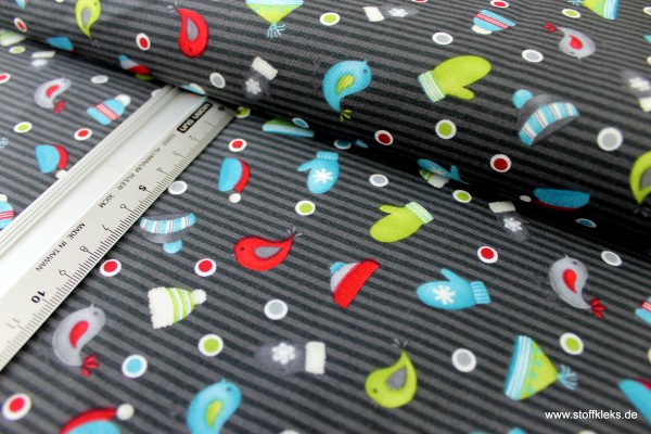 Baumwolle | bedruckt | Wilmington Prints | All Bundled Up | Winter | dunkelgrau/anthrazit