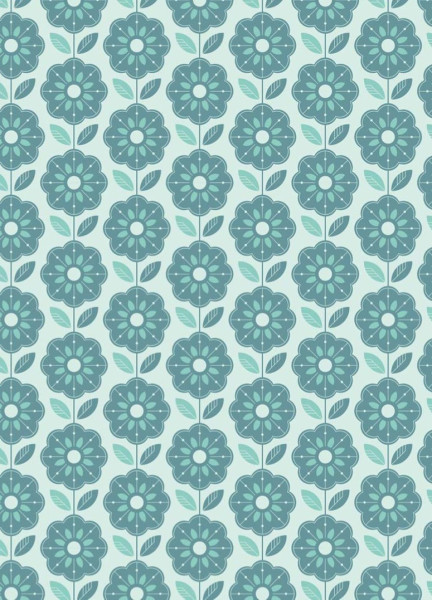 Baumwolle | bedruckt | retro flower | hellblau