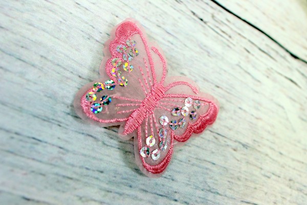 Applikation | Schmetterling mit Pailletten | pink