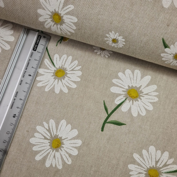 Canvas | Baumwolle | bedruckt | Margeriten| natur