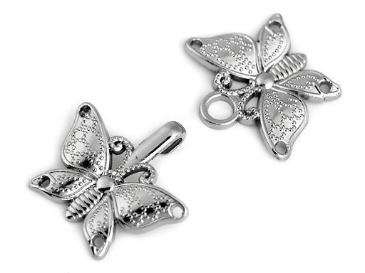 Haken - Verschluss | Metall | Schmetterling | silber