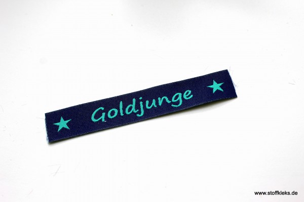 Applikation | Label | Goldjunge | dunkelblau mit petrol | 1,5 cm