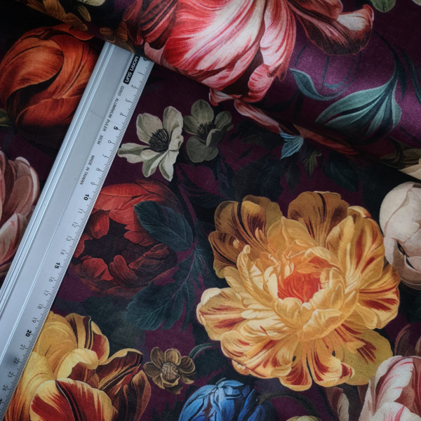 Digital Samt | bedruckt | Blumen | bunt