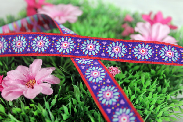 Webband | flower LOVE | dunkelblau/bunt